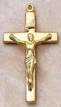 gold over sterling Crucifix pendant necklace